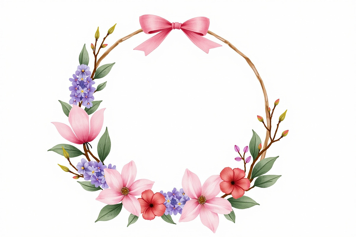 Pink Lavender Floral Wreath Bundle, an Illustration by BIPLOB EXPERT (Photo 13 of 14)