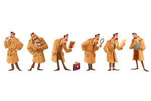Detectives cartoon set. Detective in, a Person Illustration by Stock-Smart-Start