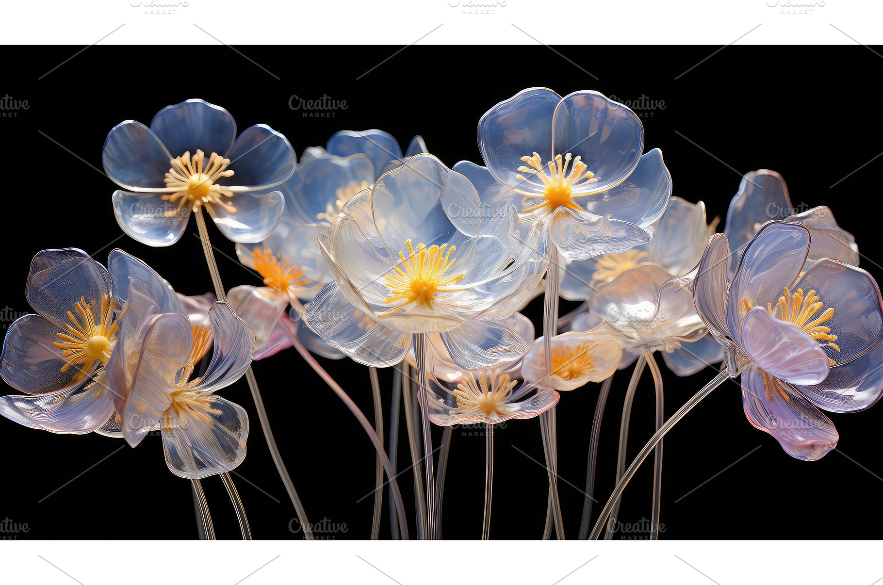 delicate transparent flowers ai, an Abstract Photo by pikepicture