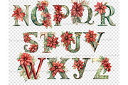 Poinsettia Alphabet | Christmas, a Seasonal Illustration by GlamArtZhanna (Thumbnail 5 of 5)