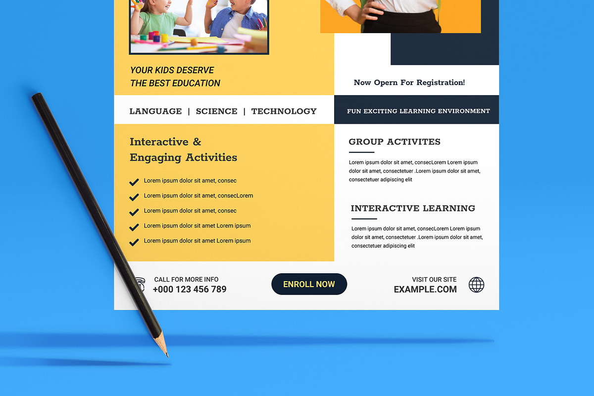School Admission Flyer Template, a Flyer Template by MightyDesign (Photo 5 of 8)