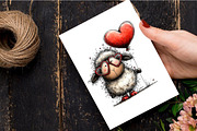 Whimsical Funny Valentine Sheep, an Illustration by Watercolor design (Thumbnail 6 of 9)
