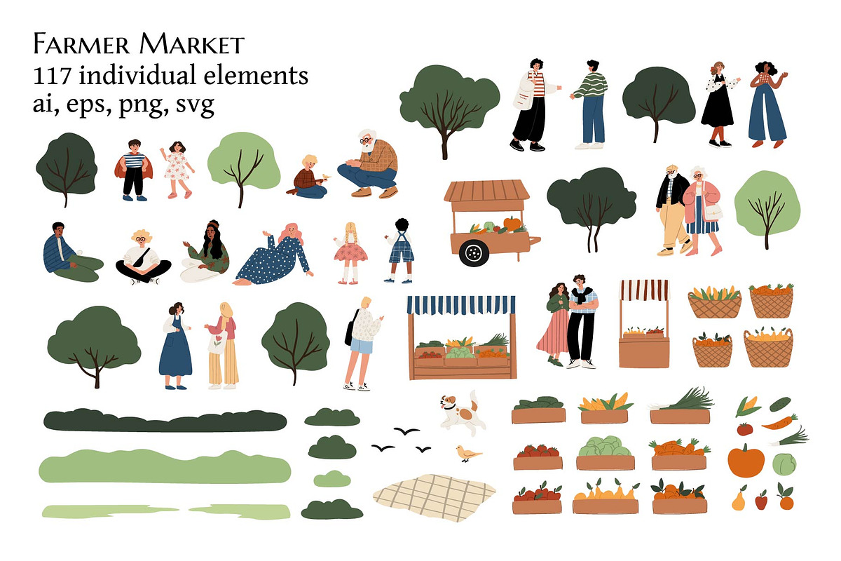 Farmer Market people set clipart, a Person Illustration by LyubovZaytseva (Photo 1 of 8)