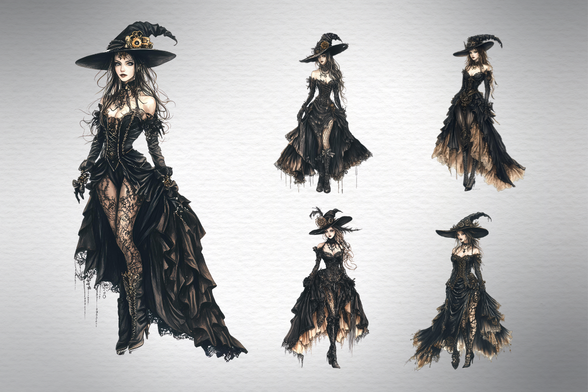 Reading ghost and Victorian witch, an Object Graphic by Invite to Clipart (Photo 5 of 7)