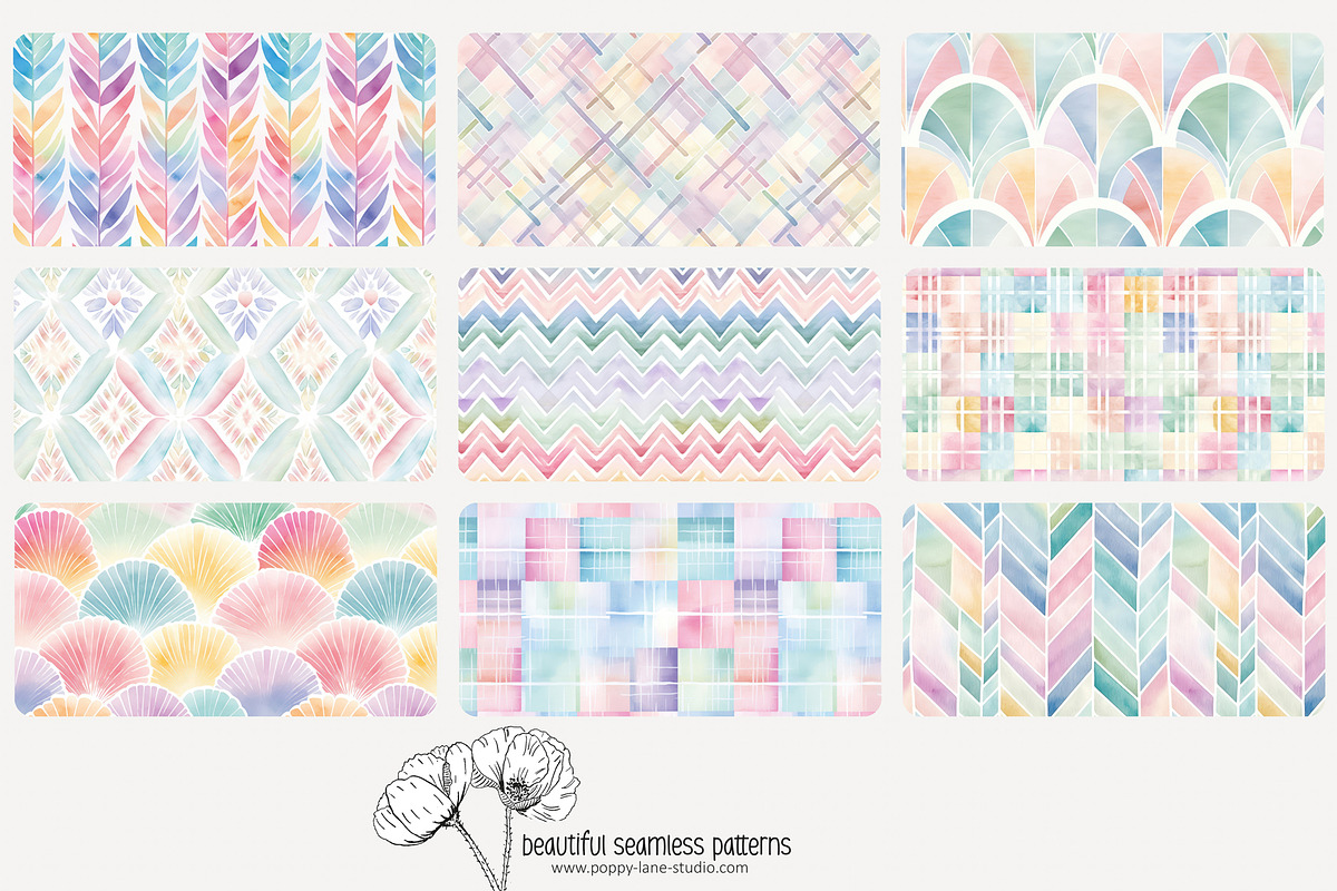 80 pastel geometric seamless pattern, a Pattern Graphic by Poppy Lane Studio (Photo 10 of 11)