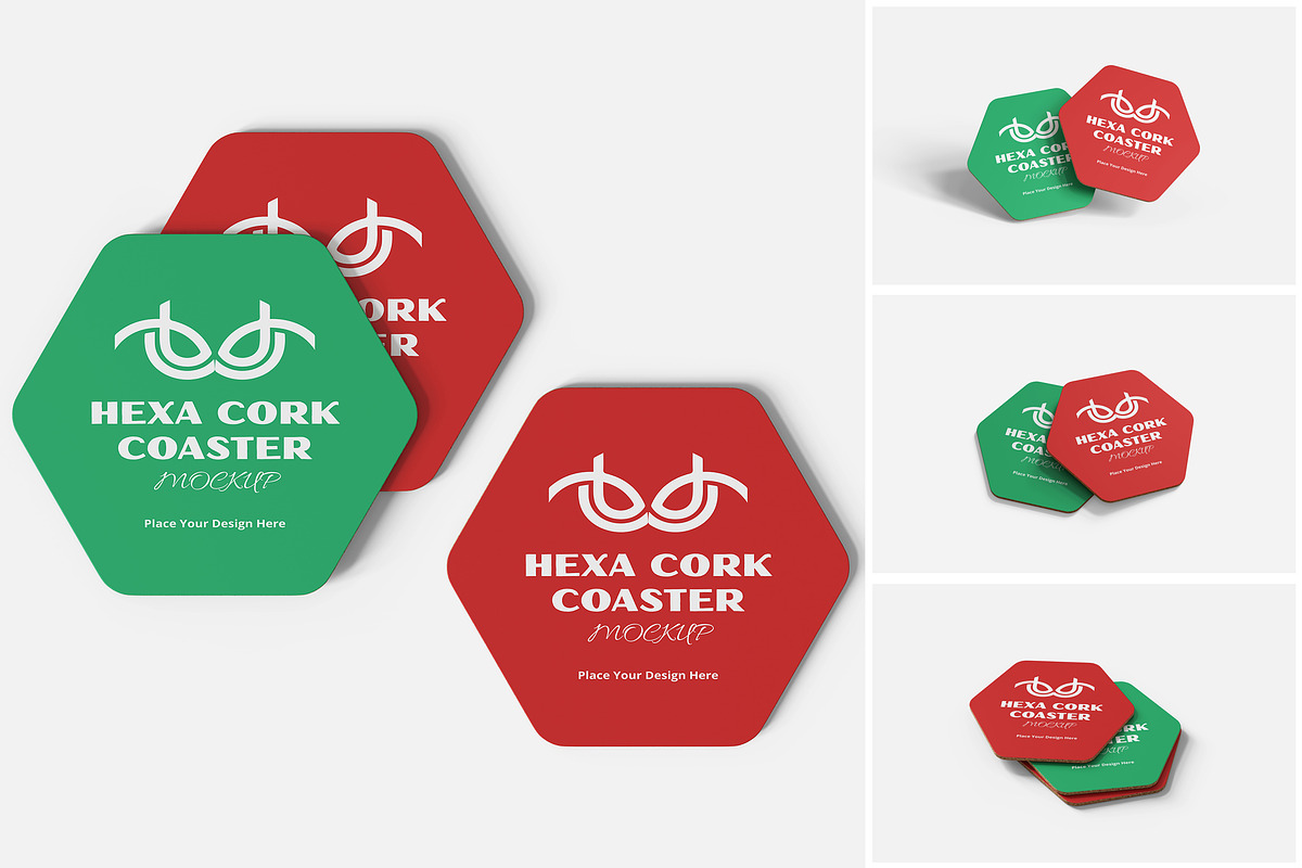 Hexa Cork Coaster Mockup, a Product Mockup by MrLetters (Photo 1 of 5)
