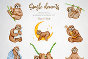 Cute Sloths - watercolor set, an Animal Illustration by CrystalinaShop (Thumbnail 2 of 4)