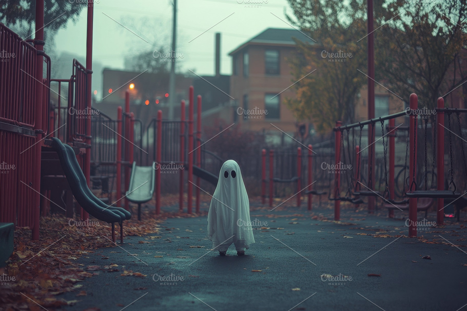 Mysterious figure in ghost costume s, a Photo by Tanuart