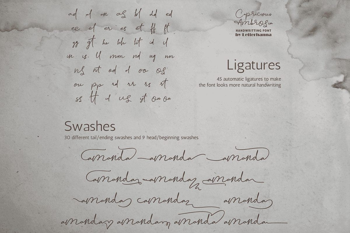 Capricious Ambrosia Quirky Font, a Handwritten Font by Letterhanna Studio (Photo 7 of 13)