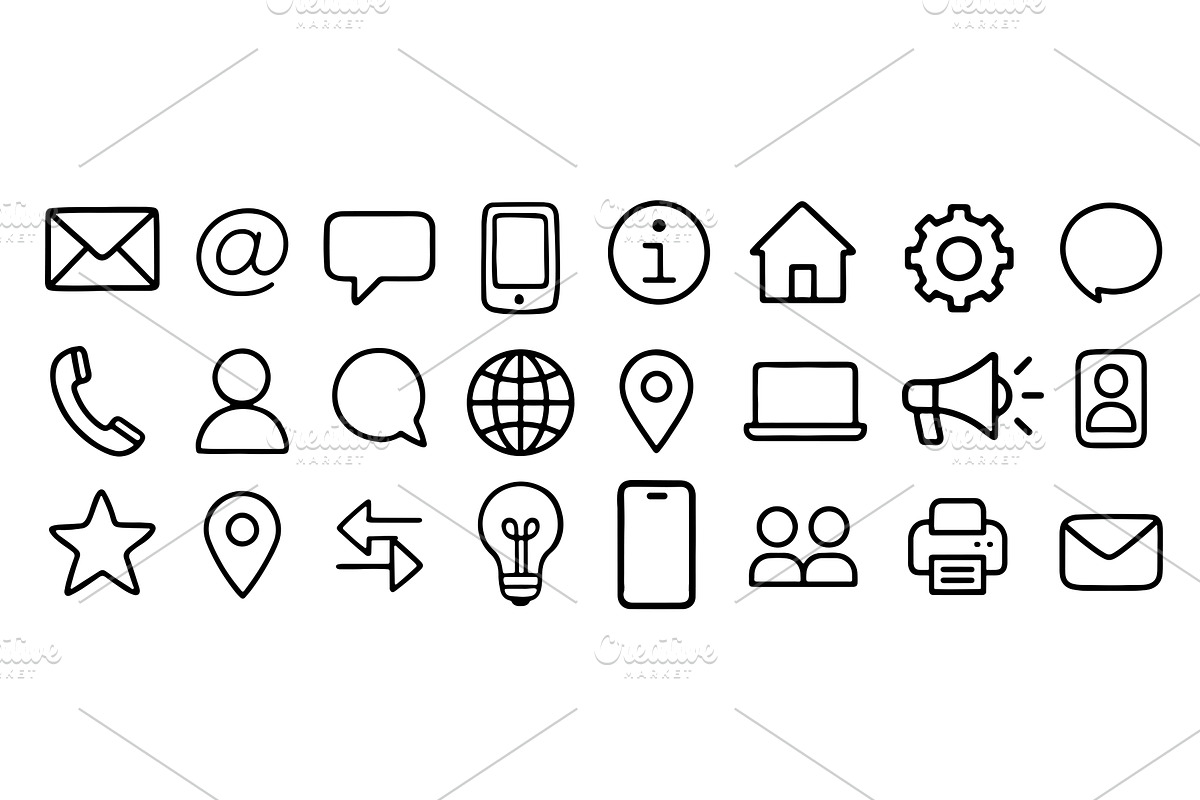 Hand drawn communication icon icons, an Object Illustration by Lemberg Vector