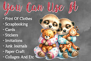 Cute Baby Meerkat Watercolor Clipart, a Seasonal Illustration by Craft Nest (Thumbnail 3 of 6)