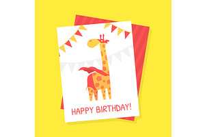 Happy Birthday Card Template with, an Object Illustration by TopVectors