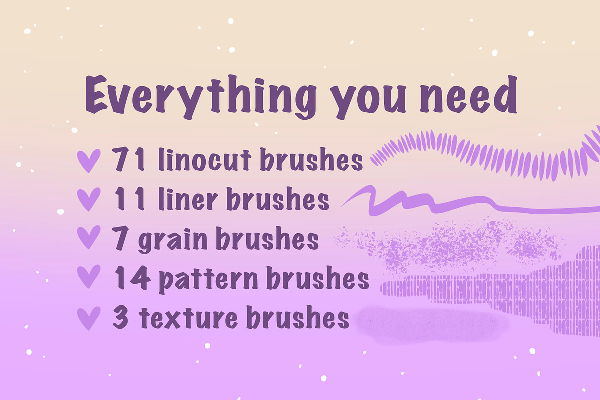 105+ Procreate linocut brushes, a Brush Add-On by laura.design (Photo 2 of 9)