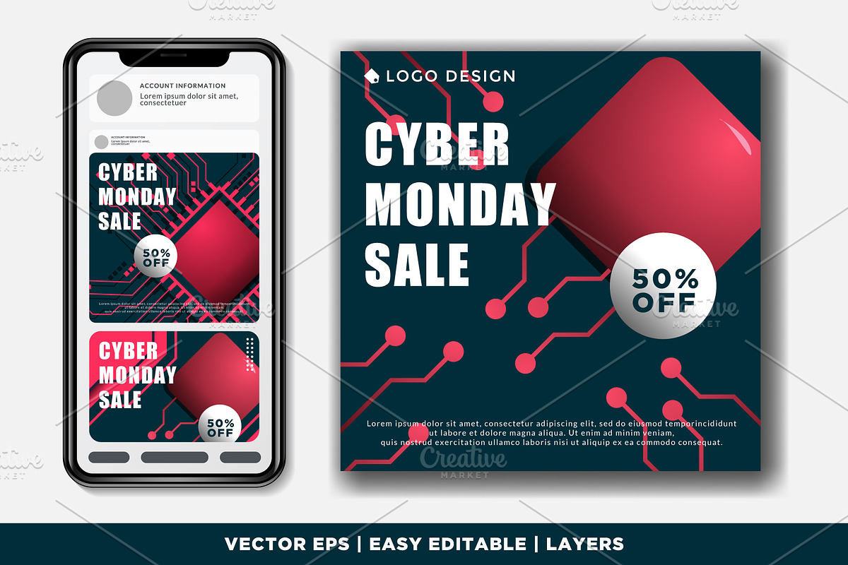 bundle discount 50% Monday cyber, a Social Media Template by Izalsye (Photo 4 of 5)