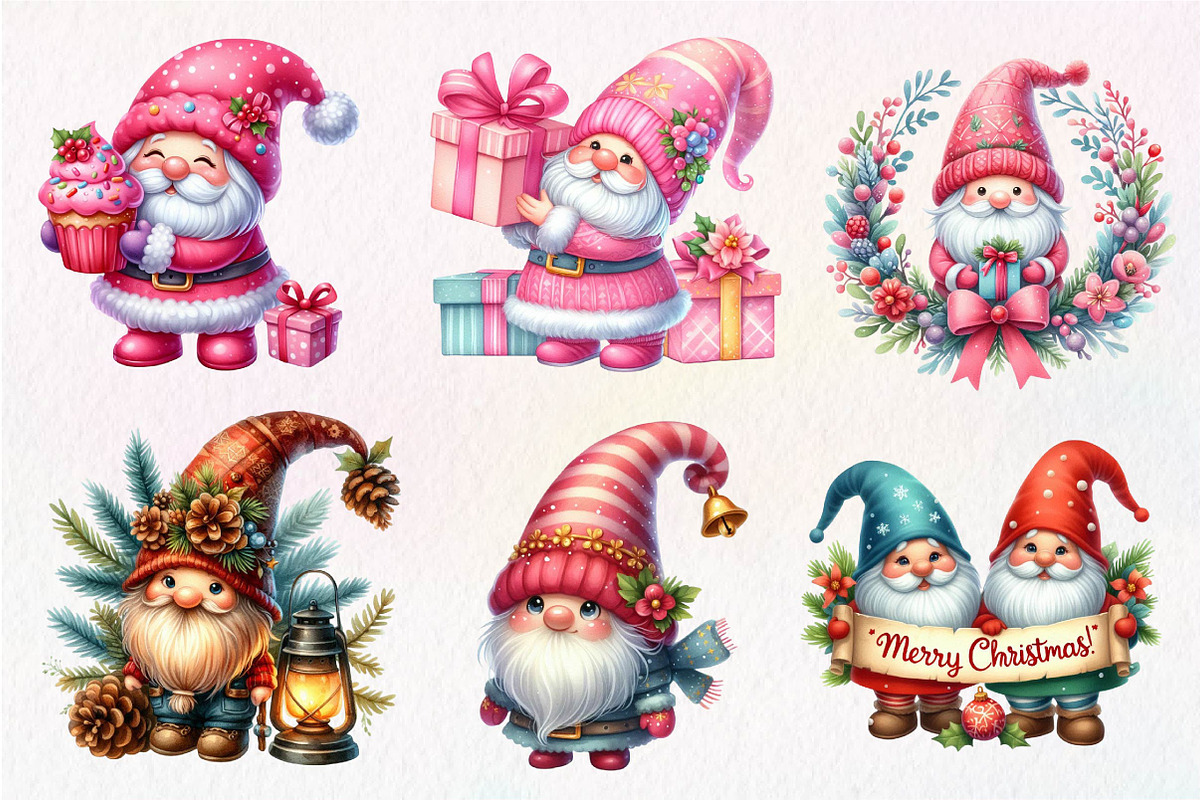 Christmas Gnome Clipart, an Illustration by Dream Creation (Photo 3 of 7)