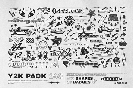 Y2K 240 Shapes Badges Graphic Styles, a Graphic by Vanzyst