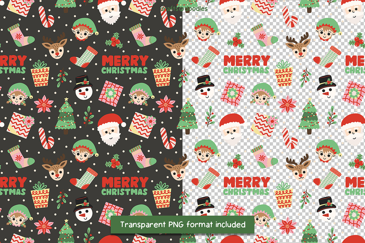 Merry Christmas Clipart and Patterns, a Seasonal Illustration by Drafts n Doodles (Photo 7 of 12)