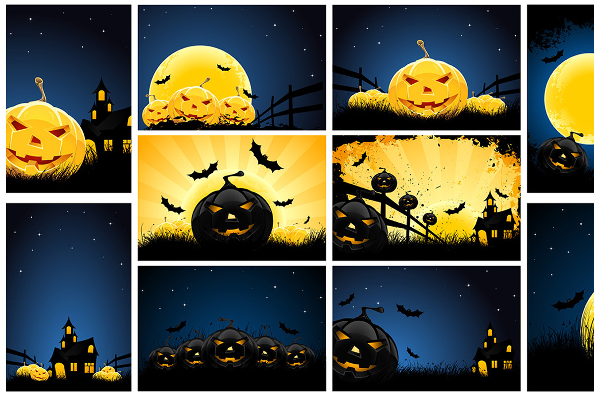 Halloween Backgrounds Set, an Illustration by PictureInStock (Photo 2 of 3)