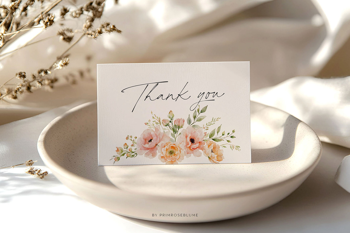 Soft Peach Watercolor Floral Clipart, a Decorative Illustration by Primrose Blume (Photo 6 of 6)