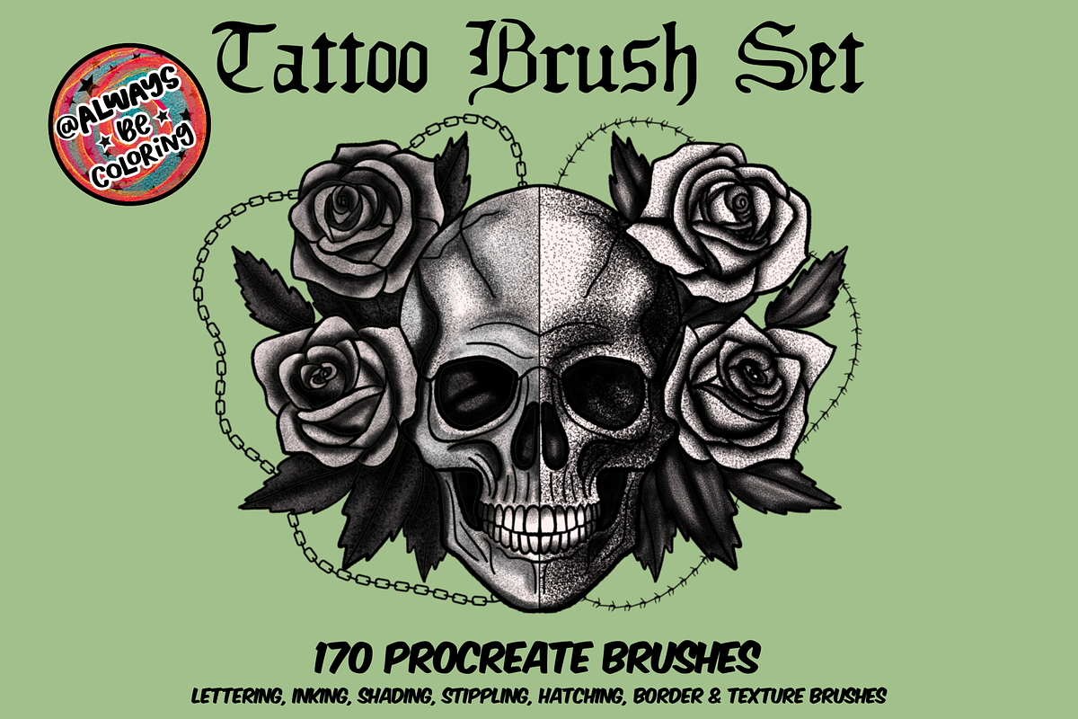 Procreate Tattoo Brush Set, a Brush Add-On by AlwaysBeColoring (Photo 1 of 11)
