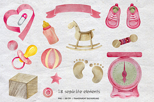 Watercolor Baby Girl Clipart