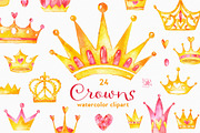 Crowns. Watercolor clipart, an Object Graphic by StarJam (Thumbnail 1 of 3)
