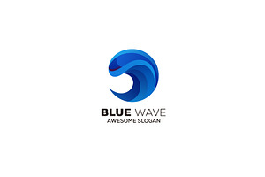 Blue Wave Logo Template With Letter