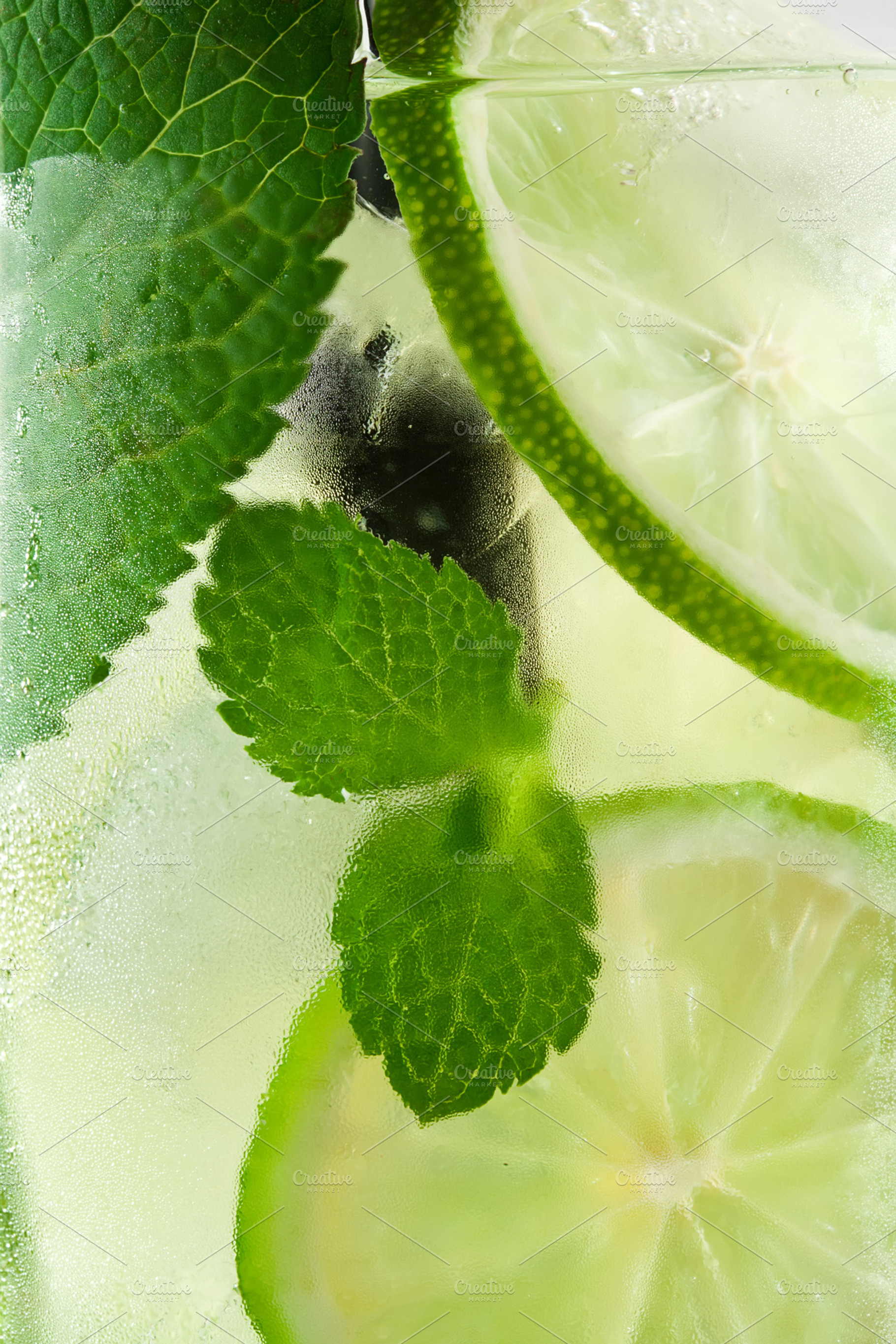 Cold Glass With Mojito Close Up Back