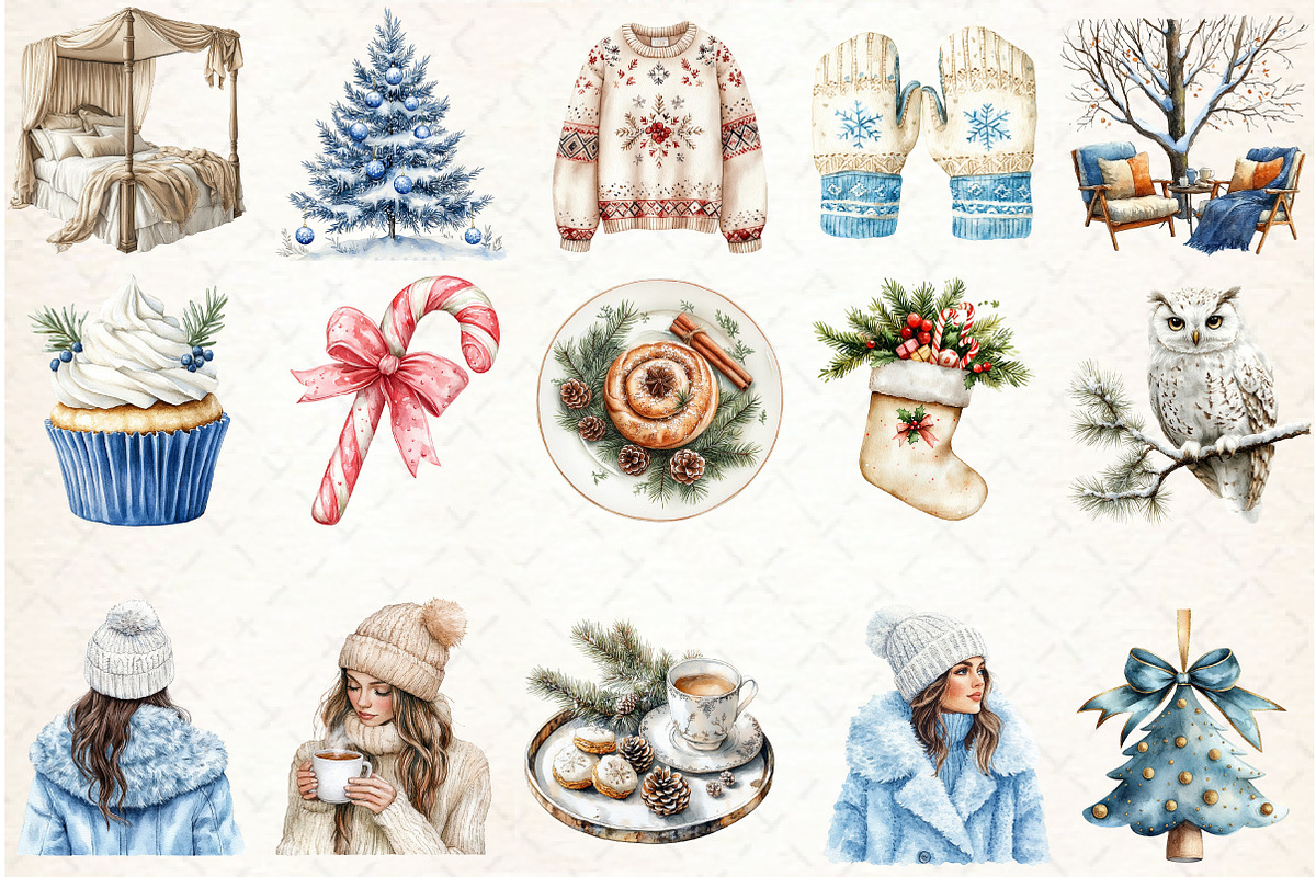 Watercolor Frosty Coziness Clipart, an Illustration by Libby Wishes (Photo 3 of 7)