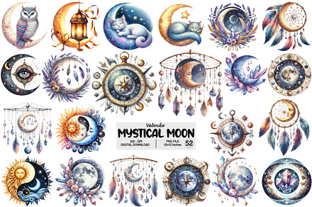 Mystical Moon Sublimation Clipart