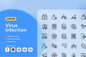 Virus Infection Icon Set, an Outline Icon by Nathaya Studio