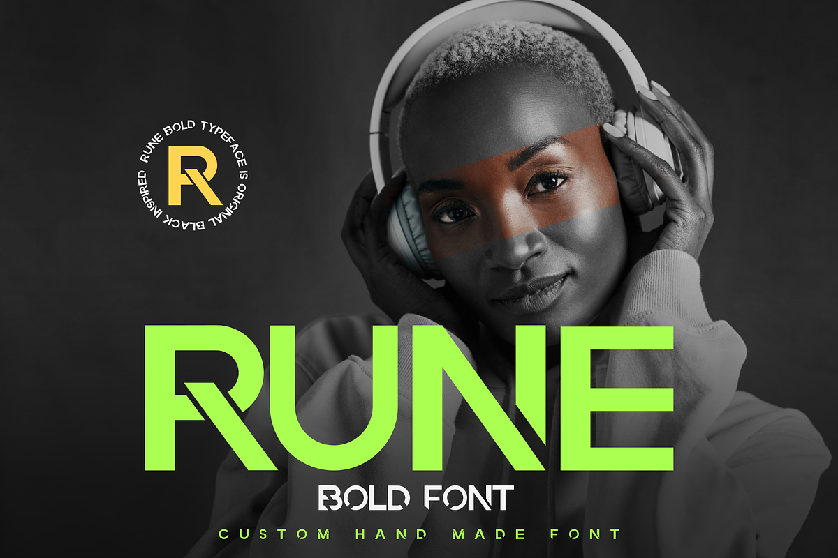 Rune Bold Font, a Sans Serif Font by mullathedesigner (Photo 1 of 5)