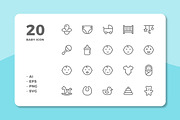Baby Icon Set, an Outline Icon by Deemak Daksina (Thumbnail 1 of 3)