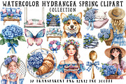 Watercolor Hydrangea Spring Clipart, an Illustration by OK Design (Thumbnail 1 of 6)