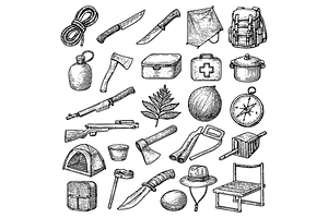 Camping Gear Adventure Set, an Object Graphic by RT Studio
