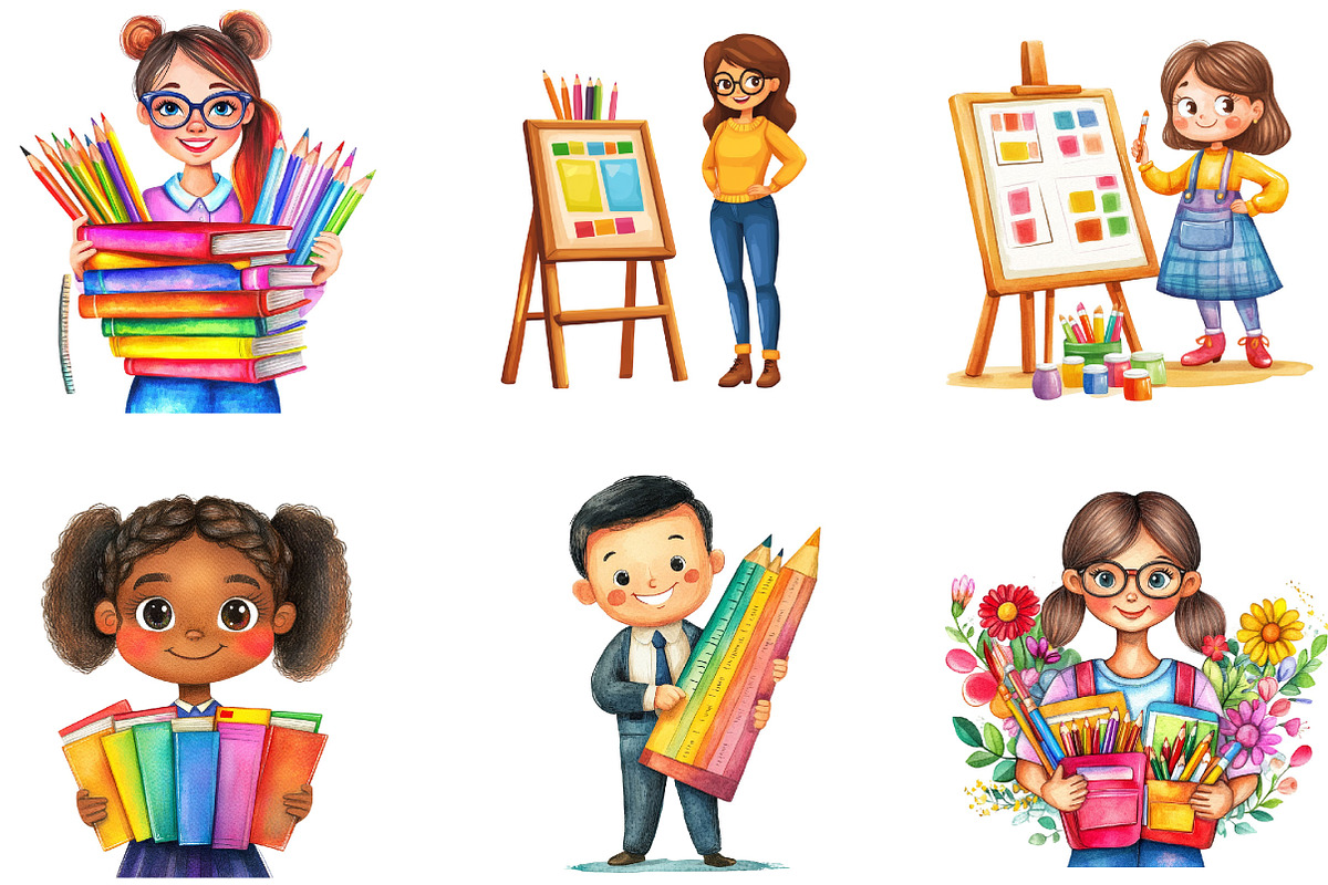 Black Kids Back to School Clipart, a Seasonal Illustration by Designking (Photo 3 of 5)