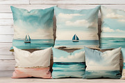 Seascape Oil Painting 'Sailboat', a Background Graphic by by creative paper (Thumbnail 4 of 16)