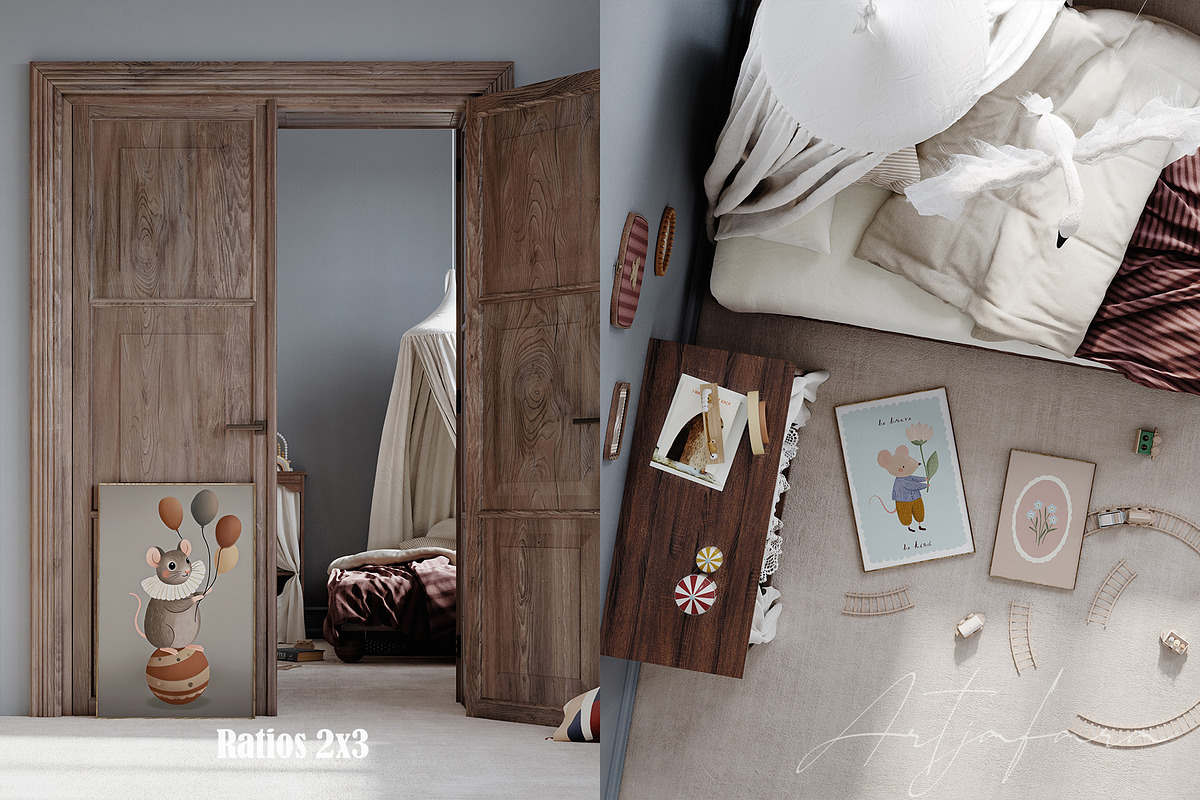 Vintage Nursery Frame Mockup Bundle, a Household Mockup by Artjafara (Photo 13 of 15)