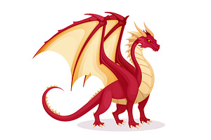 Red fantasy dragon vector, an Animal Illustration by Yayasya