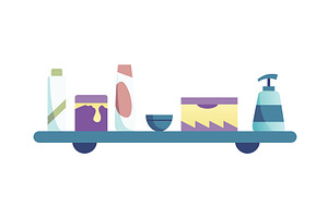 A shelf displaying a variety of, a Technology Illustration by the8monkey
