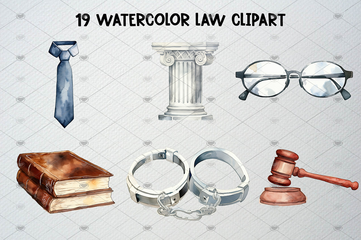 Watercolor Law Clipart Set, 19 PNG, an Illustration by CropUp Creative (Photo 2 of 5)