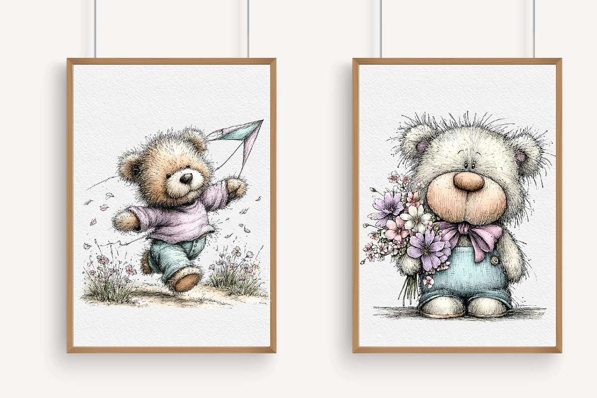 Whimsical Spring Teddy Bear Clipart, an Illustration by Libby Wishes (Photo 8 of 8)