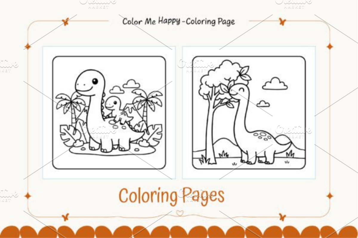 Dinosaur Coloring Pages for Kids, an Animal Illustration by Ink Gallery (Photo 2 of 6)
