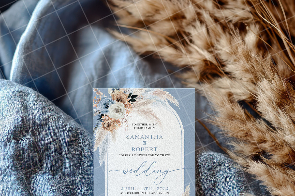 Blue 5x7 Invitation card mockup PSD, an Advertising Mockup by Blush Roses Print (Photo 6 of 9)