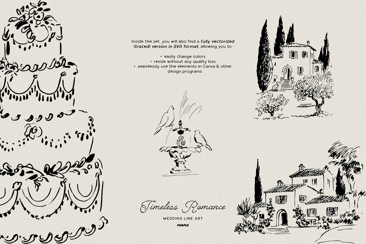 Timeless Romance: Wedding Line Art, a Decorative Illustration by Purple (Photo 8 of 13)