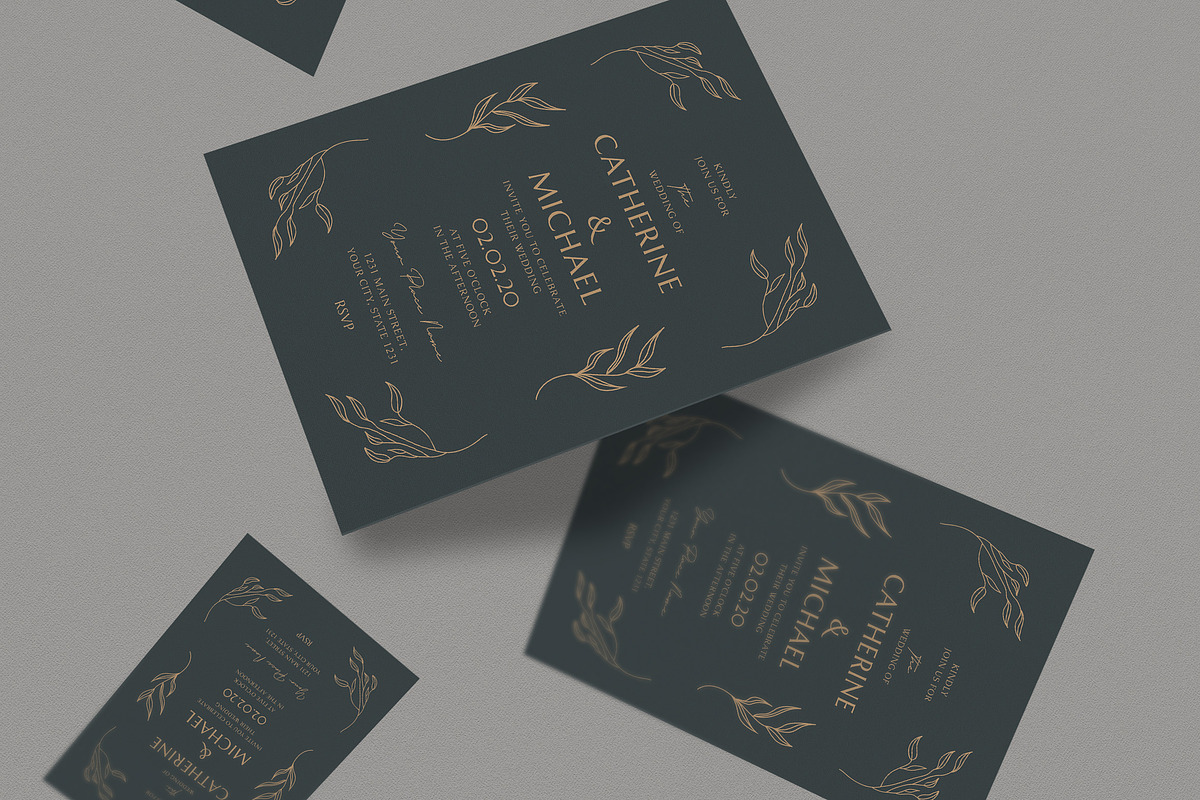 Vintage Leaf Wedding Invitation, an Invitation Template by Guuver (Photo 3 of 3)