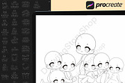 50 Procreate Chibi Base Group Stamps, a Brush Add-On by DrawingStoryShop (Thumbnail 6 of 7)