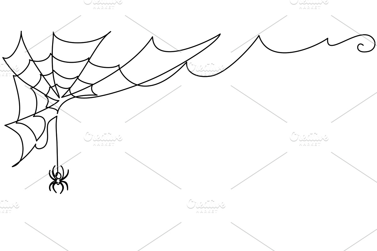 Halloween cobweb decoration card, a Decorative Illustration by Valenty