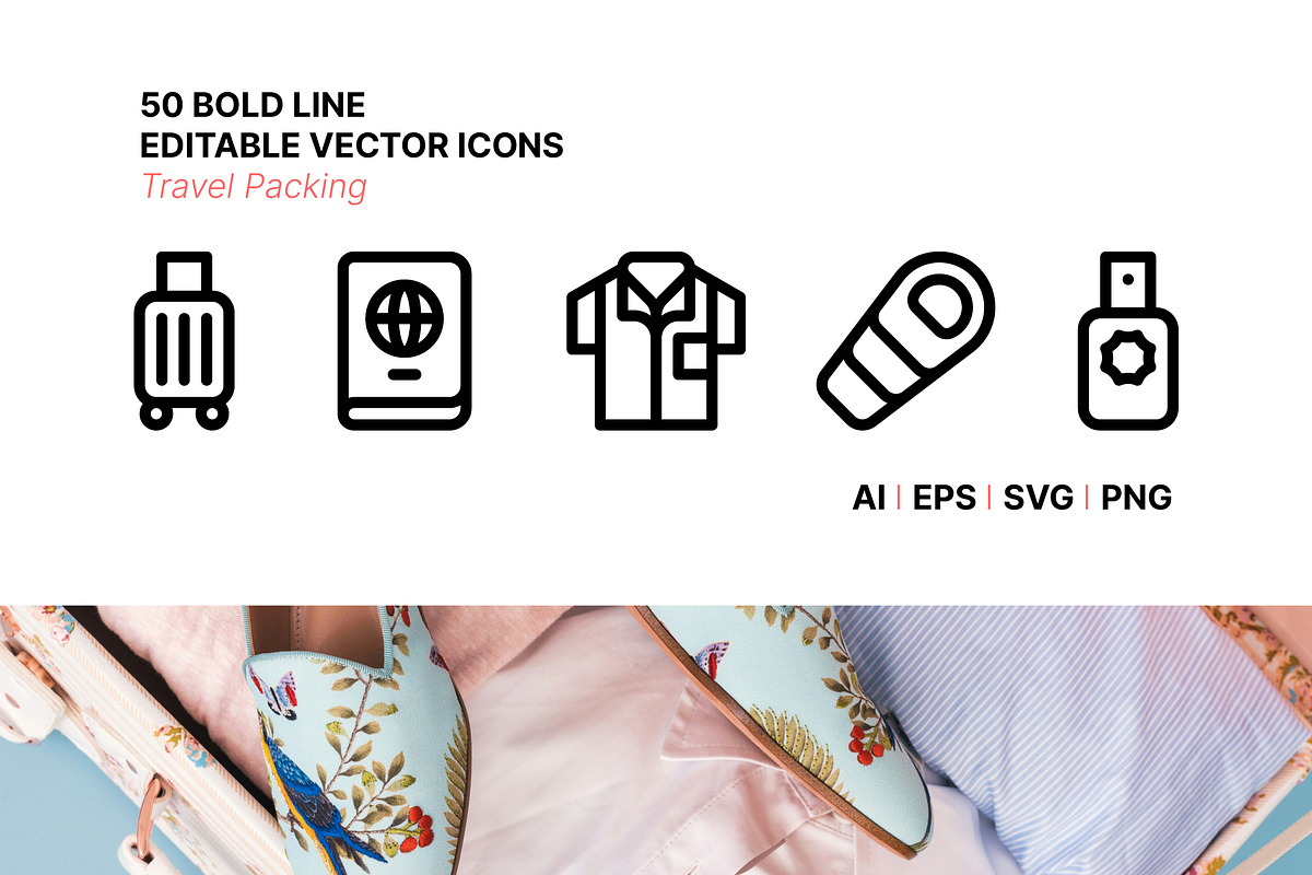 50 Travel Packing Icons, an Icon by Side Project (Photo 1 of 7)