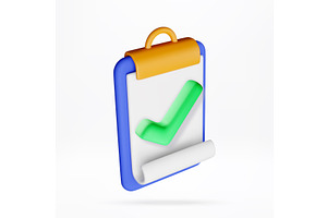 3D Clipboard with green check mark, a Finance Illustration by Abscent